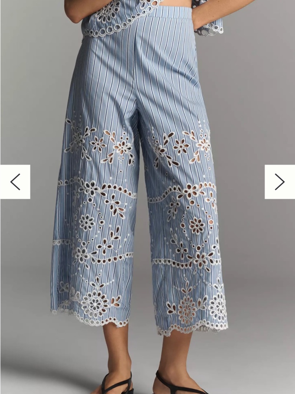 Anthropologie Maeve Cotton Striped Eyelet Wide Leg Pants. NEW without tags. - Picture 4 of 16